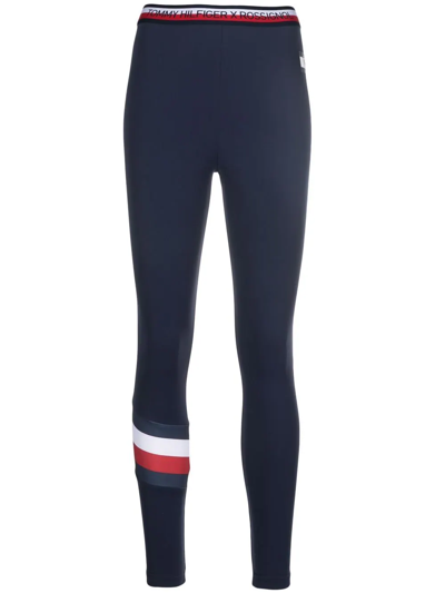 Rossignol Logo-waist Striped-detail Leggings In Blue