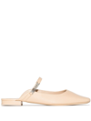 By Far Etta Grained Leather Mules In Neutrals
