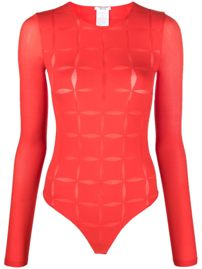Wolford Cut Out-detail Bodysuit In Red