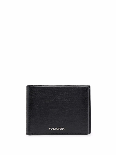 Calvin Klein Logo Lettering Tri-fold Wallet In Black