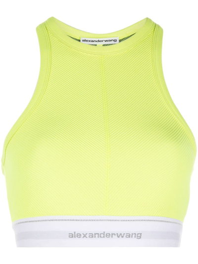 Alexander Wang Reflective Logo Racerback Top In Yellow