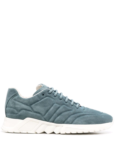 Giorgio Armani Low-top Suede Sneakers In Blue