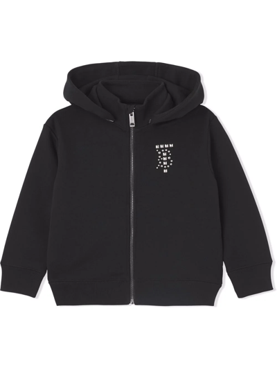 Burberry Kids' Monogram-motif Cotton Zip-up Hoodie In Black