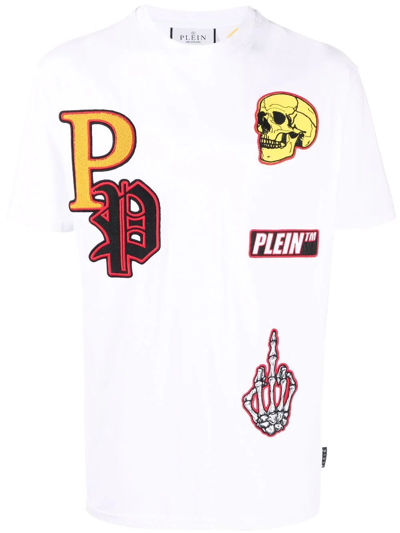 Philipp Plein Patches Branded Crew-neck T-shirt In White