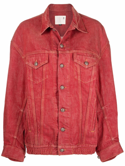 R13 Oversized Denim Trucker Jacket In Red