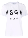 Msgm Round Neck Short Sleeves Straight Hem In White