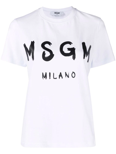 MSGM LOGO-PRINT COTTON T-SHIRT DRESS