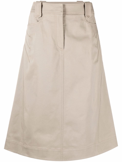 Alberta Ferretti Four-pocket Cotton A-line Skirt In Neutrals