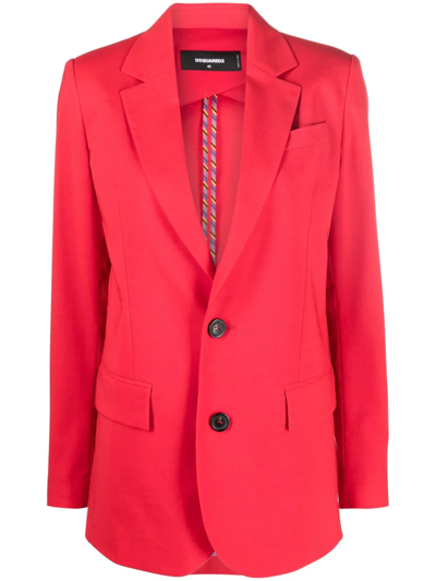 Dsquared2 Notched-lapel Single-breasted Blazer In Red