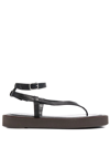 By Far Cece Textured-leather Sandals In Black