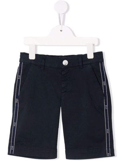 Fay Kids' Shorts In Cotton With Logoed Bands In Blue