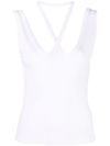 Mm6 Maison Margiela Crisscross Halter Cotton Tank Top In White