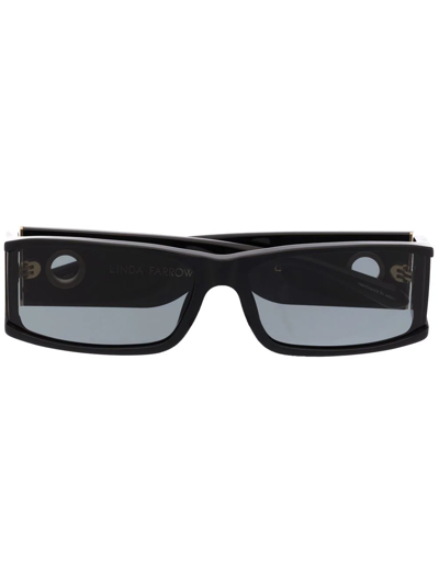 Linda Farrow Mya Rectangle-frame Sunglasses In Black