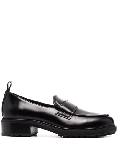 Aeyde Ruth Leather Penny Loafers In Black