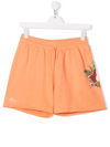 Kenzo Teen Graphic-print Drawstring Shorts In Orange