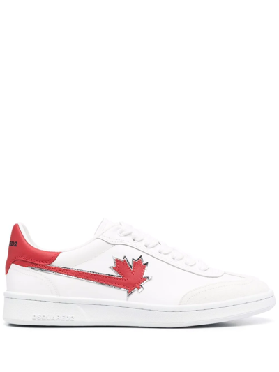 Dsquared2 Logo-patch Leather Sneakers In White