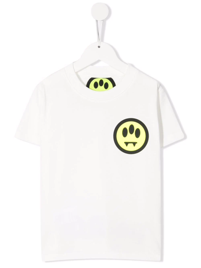 Barrow Kids' Smile-print Short-sleeve T-shirt In White