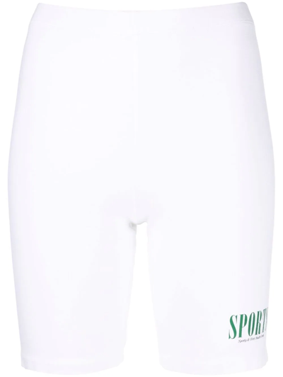 Sporty And Rich Logo-print Cycling Shorts In White