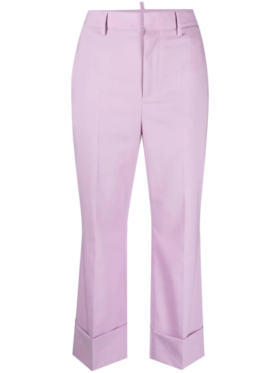 Dsquared2 Cropped Tailored Trousers In Purple