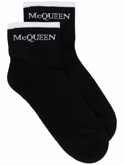 Alexander Mcqueen Two-pack Ribbed Socks In Black