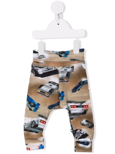 Molo Babies' Car Graphic-print Leggings In Brown