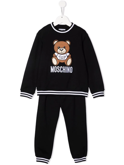 Moschino Kids' Teddy-print Sweatshirt Tracksuit In Black