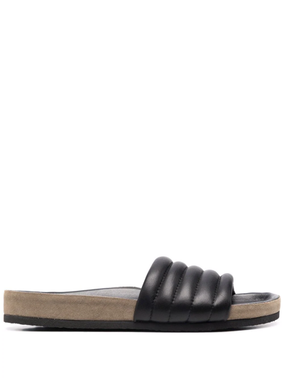 Isabel Marant Helleah Leather Slide Sandals In Nero