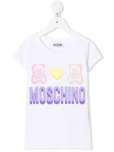 Moschino Kids' Teddy Bear Print T-shirt In White