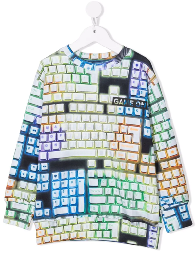 Molo Kids' Keybord-motif Organic-cotton Sweatshirt In Green