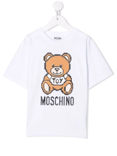 Moschino Kids' Teddy Bear Graphic T-shirt In White
