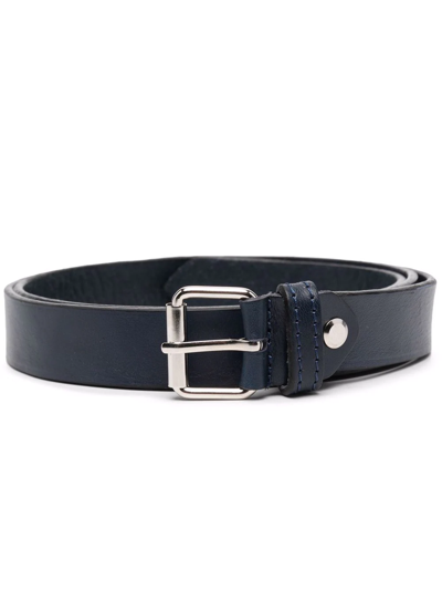 Paolo Pecora Teen Cracked-effect Buckled Belt In Blue