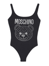 Moschino One Piece Swimsuit With Teddy Strass In Black