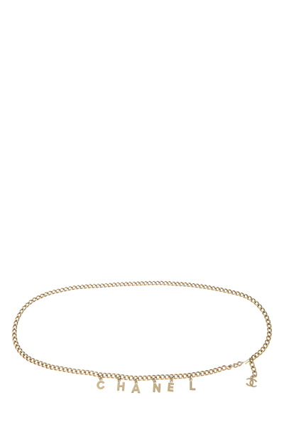 Pre-owned Chanel Gold Logo Letter Charm Chain Belt
