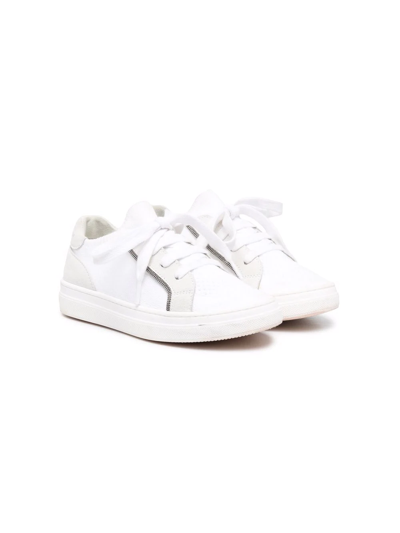 Brunello Cucinelli Kids' Low Lace-up Sneakers In White