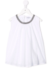 Brunello Cucinelli Round Neck Tunic Top In White