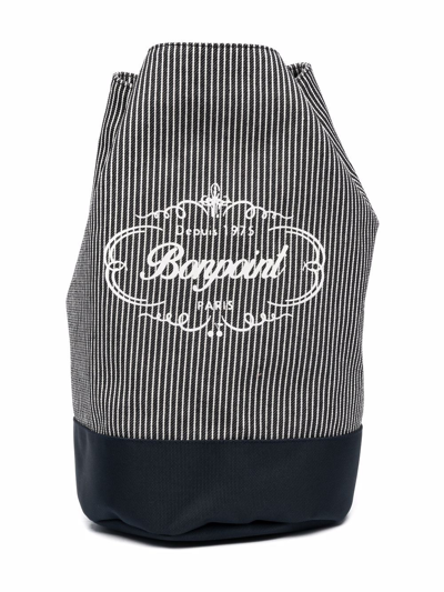 Bonpoint Kids' Logo-print Striped Bucket Bag In Black