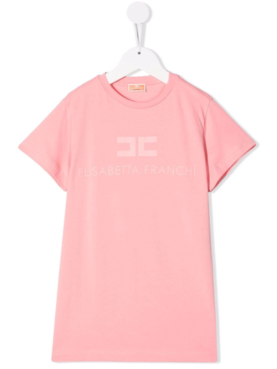 Elisabetta Franchi La Mia Bambina Kids' Logo-print Short-sleeved T-shirt In Pink