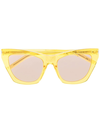 Saint Laurent Transparent Cat-eye Frame Sunglasses In Gelb