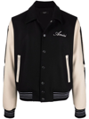 Amiri Black & Off-white Bones Varsity Jacket In Black