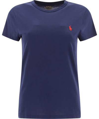 Ralph Lauren T-shirt Girocollo In Cotone In Lux Navy