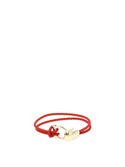 Ferragamo Braided Leather Bracelet In Red