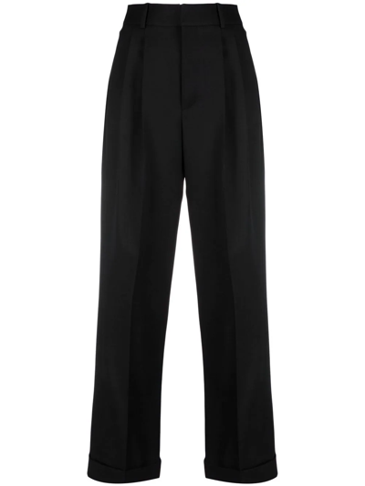 Saint Laurent Cropped Tailored Trousers In Schwarz