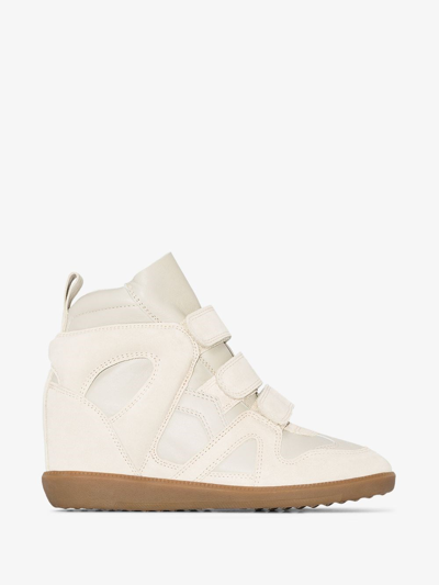 Isabel Marant Buckee Touch-strap Wedge Sneakers In White