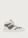 Ferragamo High Top Gancini Sneaker In White