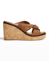 Jimmy Choo Women's Narisa Leather Platform Wedge Mules In Cuoio