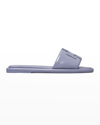 Tory Burch Double T Logo Flat Slide Sandals In Spring Lotus Spr