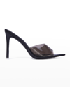 Black Suede Studio Bss X Caroline Bella Mules In Black Leather/ Pv