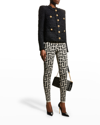 Balmain Collarless Four-pocket Tweed Jacket In Black