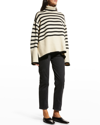 Totême Two-tone Design Turtleneck Jumper In Light Sand Stripe
