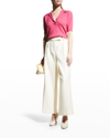 Khaite Jo Shrunken Stretch Cashmere Polo Sweater In Taffy